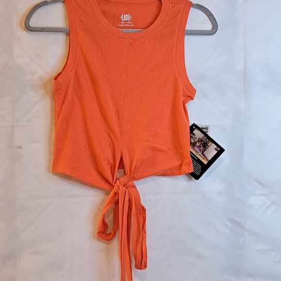 J Dow Bright Orange Colorful Fitness Tie Waist Sleeveless T-shirt XS NWT - Picture 9 of 9